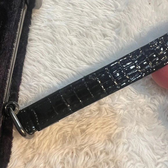 Vintage Marcy Avane’ Black Burnt Embossed Velvet Beaded Evening Bag Holiday - Picture 6 of 16